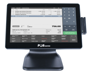 Сенсорный моноблок POScenter POS90NS (15.6", PCAP, J3455, RAM 8Gb, SSD 128Gb, MSR) без ОС