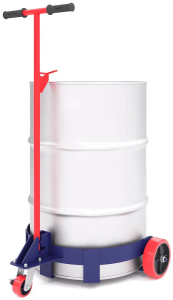 Тележка для перевозки металлических бочек КБ 3 с комплектом колёс (d200 осевое - 2 шт. + d100 поворотное с тормозом - 1 шт.)