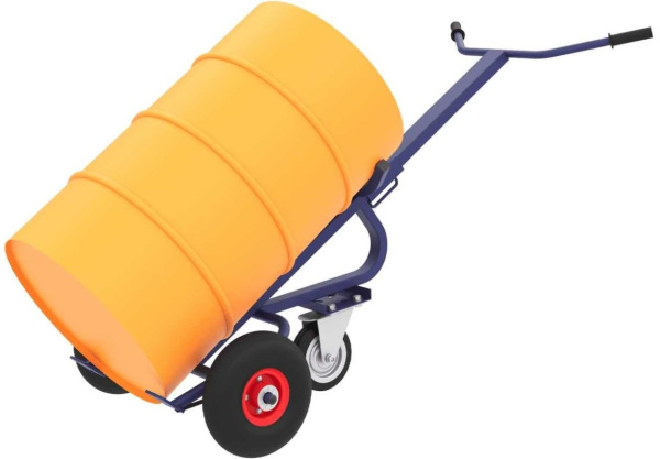 Тележка для перевозки металлических бочек КБ 1 колёса пневмо d250 + d160 опорное