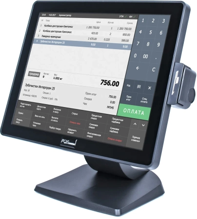 Сенсорный POS монитор POScenter EVA-150 Lite (15", 4:3, P-CAP, 1024х768, VGA, USB, MSR) НОВЫЙ СТЕНД