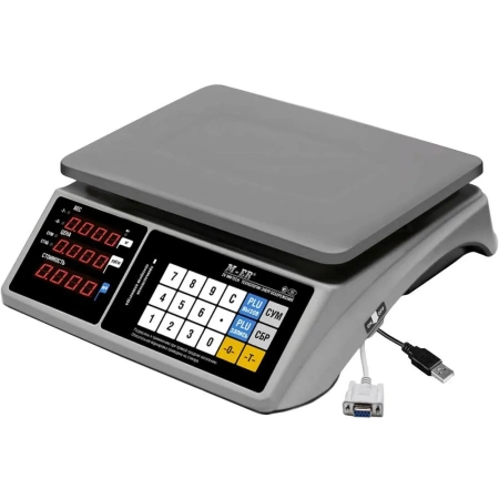 Весы торговые M-ER 328C-32.5 LED  с RS-232 и USB без АКБ